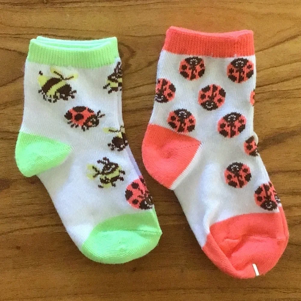 Vibrant Ladybug and Bee Crew Socks for Fun Fashion - NWT